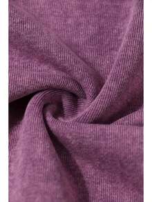 1 Piece Washed Cotton Sweatshirt Mans Clothing For Winter Spring Gift For Husband With Front Pocket NON PRINTED Hoodies, Solid Color Long Sleeves - Purple - View 3