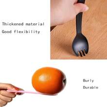 100PCS Disposable Sporks, Individually Packaged Plastic Spork For Cakes, Desserts, Ice Cream, Bread, Heavy Weight Fork Spoon For Party, Wedding, Picnics, Buffet (Pink) - Hồng - Xem 3