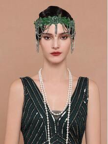 BABEYOND 1920s Flapper Headpiece Roaring 20s Headband Great Gatsby Headband Chain For Women Vintage Hair Accessory - 綠色 - 查看 2