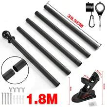 Wall Mounted Mount Telescopic Flag Pole Top Gold Ball Aluminum Flagpole - Black - View 8