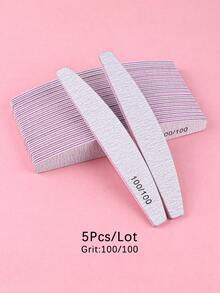 5pcs/10pcs Professional Nail Files, New Colorful Crescent Nail Files, Reusable Double-Sided Sandpaper Boards, 80/100/150/180/240 Grit Durable Zebra Nail Files, Suitable For Natural Nails/Acrylic Nails/Foot Care - Light Grey - View 8
