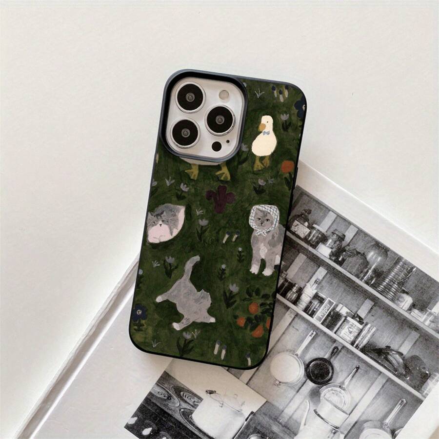 Funda protectora para phone con diseño de césped y orificios grandes. Compatible con phone 16 Pro Max, 16, 15 Pro, 14, 14 Plus/14 Pro Max, 13, 13 Pro, 12 Pro, 11/11 Pro. Regalos para cumpleaños y fiestas. - Negro - Ver 1