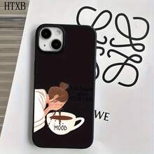 Funda protectora para phone con diseño de niña lavándose la cara con café, orificios grandes, compatible con phone 16 Pro Max, 16, 15 Pro, 14, 14 Plus/14 Pro Max, 13, 13 Pro, 12 Pro y 11/11 Pro. Regalos para cumpleaños y fiestas. - Negro - Ver 5
