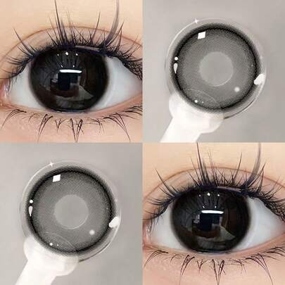 JeweLens 1pair Cosmetic Color Contact Lens Color Makeup Eye Lenses Natural Black Contacts Halloween Costume Cosplay
