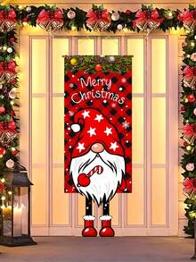 1pc Christmas Theme Decoration Hanging Banner, Cute Christmas Gnome Doll Pattern Party Decorative Hanging Flags, Christmas Home Decoration, Christmas Welcome Decorative Hanging Banner, Christmas Living Room, Bedroom, Dining Room, And Kitchen Hanging Decorations, Christmas Outdoor Courtyard Garden Decorative Hanging Flags,