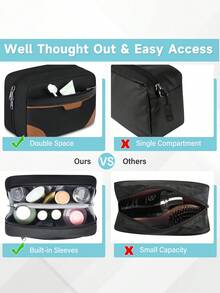 NEWHEY Túi đựng đồ vệ sinh cá nhân chống thấm nước dành cho nam, túi đựng đồ du lịch xách tay, túi đựng mỹ phẩm được TSA chấp thuận, túi đựng phụ kiện du lịch có tay cầm tháo rời, ba lô chống thấm nước - màu đen - Xem 6