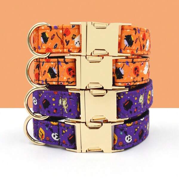 New Cute Halloween Pet Dog Collar, Cute Halloween Dog Collar Pet Collar, Zinc Alloy Adjustable Collar