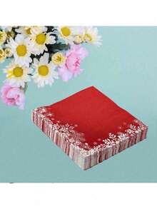 40 piezas/20 piezas Servilletas navideñas con diseño de copos de nieve, adecuadas para restaurantes, pastelerías, fiestas navideñas, reuniones familiares, Navidad, decoración central de mesa de invierno