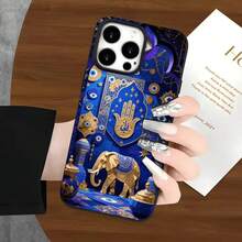 Funda protectora para phone con diseño de elefante de ojos azules y orificios grandes. Compatible con phone 16 Pro Max, 16, 15 Pro, 14, 14 Plus/14 Pro Max, 13, 13 Pro, 12 Pro, 11/11 Pro. Ideal para regalos de cumpleaños y fiestas. - Blanco - Ver 2