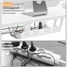 Devoko Gunji 160/180 Cm Height Adjustable Desk, L-Shaped Electric Standing Desk, Height Adjustable, Electric With 4-Function Memory, Ergonomic Gaming Table With Cable Management Tray, Hooks - White - View 6