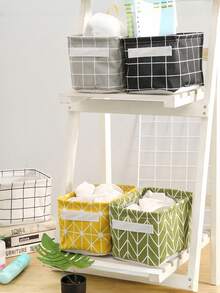 1 pièce Panier de rangement pliable à motif à carreaux, bac de rangement pour jouets, panier de salle de bain, panier de rangement pliable, organiseur de bureau, convient pour un cadeau d'Halloween - Multicolore - Voir 8