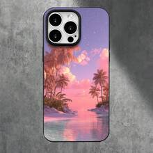 Fundas para phone con diseño de atardecer de ensueño y orificios grandes, estilo imitación. Compatibles con phone 16 Pro Max, 16, 15 Pro, 14, 14 Plus/14 Pro Max, 13, 13 Pro, 12 Pro y 11/11 Pro. Regalos para cumpleaños y fiestas - Negro - Ver 8