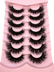 New 2Boxes/14Pairs Soft, Fluffy Natural-Looking 3D Mink Eyelashes, Russian Volume Eyelashes, Dramatic Layered Messy Mink Lashes For Smart Long Cat Eye Lifting, Full Strip Lashes Reusable For Daily And Party, Gift Idea - Black - View 2