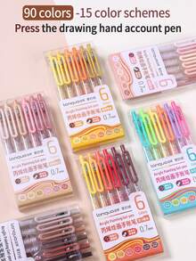 6/12/18/36/54/72/90色可伸缩丙烯颜料彩色凝胶笔套装 - 凝胶笔，中号笔尖（0.7毫米），丙烯颜料马克笔，圆珠笔，勾线笔，荧光笔，非常适合鲜艳的彩色书写和素描，书写流畅，适用于绘画、高亮、学生笔记、制作手册、办公等用途。 - 彩色 - 查看 13