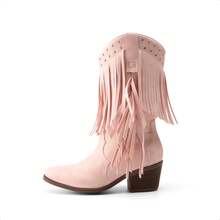 Big Girls Cowboy Boots With Tassel Fringe Cowgirl Boots Kids Western Boots Stylish & Comfortable - Hồng - Xem 5