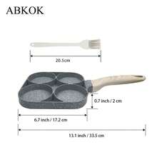 ABKOK 1Pc Nonstick Egg Pan With Brush,4-Cup Omelette Egg Pan With Brush For Breakfast,Granite Frying Pans And Healthy Egg Cooker, Easy To Clean, Work On All Stove Tops, Dinner For Thanksgiving, Halloween, Christmas, Family Gifts - Lạc đà - Xem 7