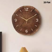 2D Flat, 1pc Vintage Tree Annual Ring Art Deco Wall Clock, Ultra Silent Quartz Movement, No Ticking, Room Decoration, Decorative Clock For Living Room, Bedroom, Office, Kitchen And Cafe, Perfect For Christmas, New Year, Valentine's Day Gifts - Multicolor - View 6