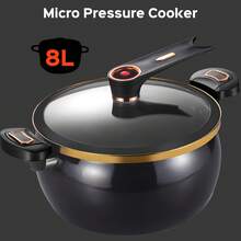 Senmeo Micro Pressure Cooke, Non-Stick Pot, 8L/8.45Qt Multi-Function Micro Pressure Cooking Pot For Open Fire, Induction Cooker, Electric Stove, Gas Stove (BLACK), Dinner For Thanksgiving, Halloween, Christmas, Family Gifts - Black - View 5