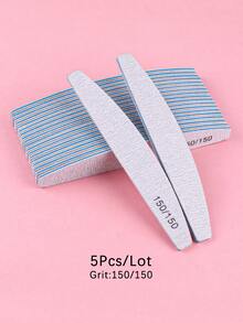 5pcs/10pcs Professional Nail Files, New Colorful Crescent Nail Files, Reusable Double-Sided Sandpaper Boards, 80/100/150/180/240 Grit Durable Zebra Nail Files, Suitable For Natural Nails/Acrylic Nails/Foot Care - Light Grey - View 18