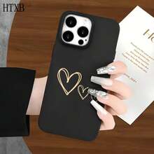 Funda protectora para phone con diseño de corazón amarillo y orificios grandes. Compatible con phone 16 Pro Max, 16, 15 Pro, 14, 14 Plus/14 Pro Max, 13, 13 Pro, 12 Pro, 11/11 Pro. Regalos para cumpleaños y fiestas - Negro - Ver 7
