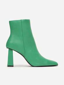 Geometrische Ankle Boots mit Kunstleder-Reißverschluss - Grün - Übersicht 3