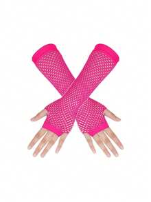 D EXCEED 1 双/4 件装女士露指渔网手套臂套 – 80 年代复古服装配饰 – 适用于 80 年代主题派对、舞蹈表演、舞台演出和圣诞节 - 彩色 - 查看 24
