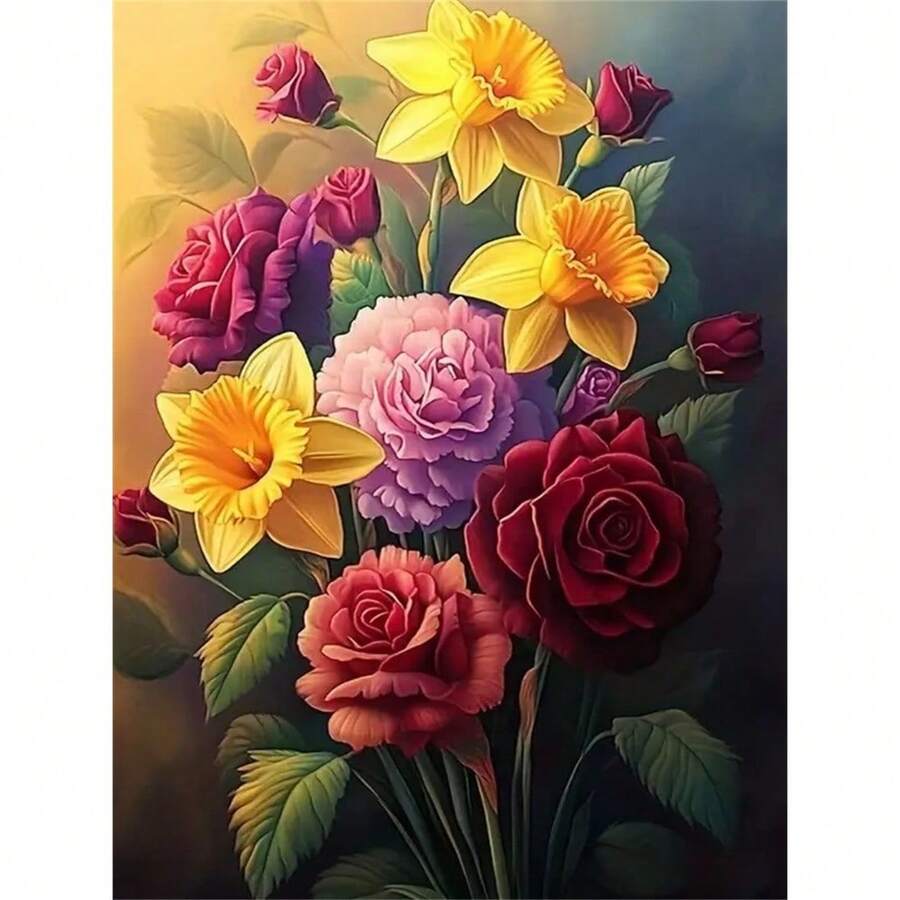 Flowers And Plants DIY Diamond Art Painting, Diamond Embroidery Mosaic Kit, Suitable For Mother's Day, Father's Day, Christmas And Birthday Gifts, Perfect For Home Decoration And Wall Decoration. - Nhiều màu - Xem 1