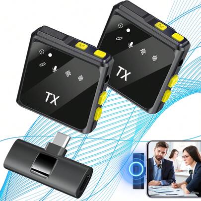 Wireless Lavalier Microphone With Noise Reduction Cover Plug-Play Professional Noise Reduction Recording Clip Mic Plug-Play 2.4G Ultra-Low Delay Built-In Noise Reduction Chip Working Time,Wireless Mic For PC,IOS, Andriod,Record Vlogs,Live Stream