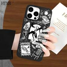 Funda para phone (1 unidad) con diseño estampado negro y orificios grandes. Compatible con phone 16 Pro, 16, 15 Pro, 14, 14 Plus/14 Pro, 13, 13 Pro, 12 Pro y 11/11 Pro. Regalos para cumpleaños y celebraciones. - Blanco - Ver 7