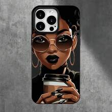 Phone 1PC Elegantes fundas negras para teléfono con diseño de gafas, con orificios grandes y efectos de imitación, compatibles con los modelos 16 Pro, 16, 15 Pro, 14, 14 Plus, 14 Pro, 13, 13 Pro, 12 Pro y 11/11 Pro. Presenta Cumpleaños Y Celebraciones. - Blanco - Ver 3