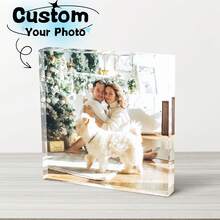 1 pieza Ladrillo de foto personalizado, material acrílico con efecto de vidrio personalizado, se puede imprimir tu propia foto, regalo personalizado adecuado para boda, aniversario, cumpleaños, Navidad, Día del Padre, Día de la Madre - Blanco - Ver 3
