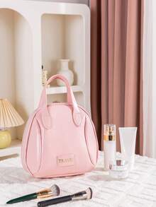 1pc Shell Shaped Cosmetic Bag, Travel Portable Organizer Pouch, PU Leather Waterproof Handbag - Multicolor - View 4