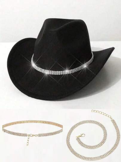 1pc Gentleman's Rhinestone Decor Chain, Suitable For Parties And Birthdays
