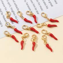 5/10/20pcs Fashion & Festive Red Chili Pepper Decor DIY Earrings, Keychains, Waist Chains, Anklets, Jewelry Accessories - Chili Pendant - View 13