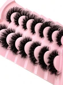 New 2Boxes/14Pairs Soft, Fluffy Natural-Looking 3D Mink Eyelashes, Russian Volume Eyelashes, Dramatic Layered Messy Mink Lashes For Smart Long Cat Eye Lifting, Full Strip Lashes Reusable For Daily And Party, Gift Idea - Black - View 3