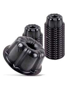 Set mini moldes repostería silicona antiadherente horno galletas cupcakes muffins juego hornear cocina fácil limpieza resistente - Negro - Ver 1