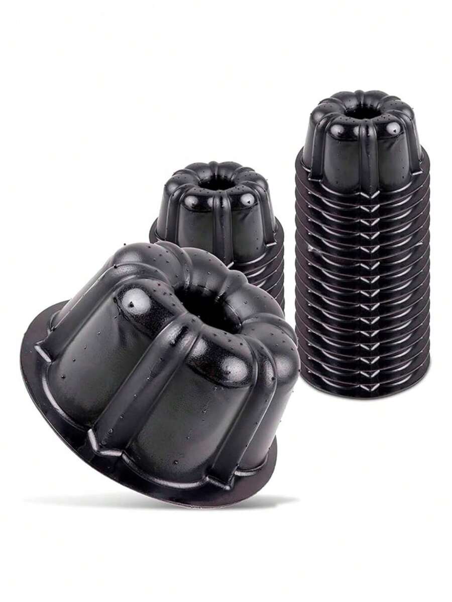 Set mini moldes repostería silicona antiadherente horno galletas cupcakes muffins juego hornear cocina fácil limpieza resistente - Negro - Ver 1