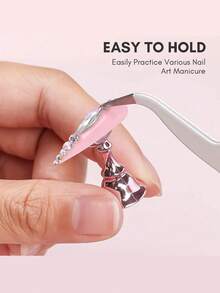 1 Set Pink Nail Polish Display Rack, Magnetic Nail Art Practice Holder, Acrylic Nail Salon Equipment & Decor For Beginner Nail Art Display And Practice - Pink - View 3