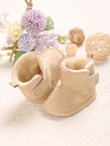 0-1 Year Old Infant Winter Boots, Solid Color, Warm & Soft Sole Infant Boots - Apricot - View 2