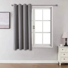 1 件/2 件仿亚麻遮光窗帘，多种尺寸可选，适用于卧室、客厅、家庭影院、餐厅，带拉绳窗帘布，深灰色