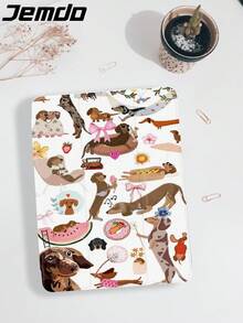 1 件可爱小狗图案平板电脑保护壳，兼容 iPad 10.2、iPad Pro 2021/2020、iPad 9/10 代、Galaxy Tab A8 10.5 英寸 2022、Matepad 10.4 英寸/Tab，防摔，带铅笔槽，支持睡眠/唤醒 - 彩色 - 查看 4