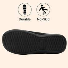Men's Two-Tone Memory Foam Slippers With Durable Rubber Sole For Indoor And Outdoor Use - Black - View 5