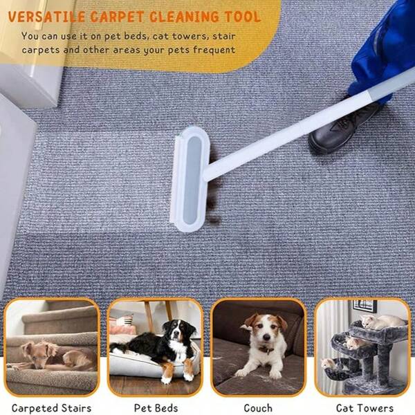 Detachable Dual-Sided Pet Hair Remover, Reusable And Washable For Hassle-Free Cleaning, Efficiently Lifts Cat And Dog Hair, Ideal For Carpets, Bedding, Clothing And Glass Surfaces, Versatile Pet Hair Remover Household Pet Cleaning Supplies  Cat Stuff   Pet Stuff