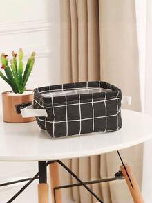 1 pièce Panier de rangement pliable à motif à carreaux, bac de rangement pour jouets, panier de salle de bain, panier de rangement pliable, organiseur de bureau, convient pour un cadeau d'Halloween - Multicolore - Voir 11