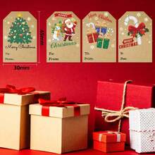 300pcs/Roll Christmas Gift Tags Stickers, Christmas Gift Labels Roll, Holiday Thank You Decorative Labels, Suitable For Holiday Gifts, Gift Tags - (ZB38) - Multicolor - View 5