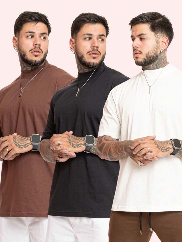 Kit 3 camisetas oversized masculina premium estilo trap street maromba gringa algodão tendencia inverno frio dia dos pais presente