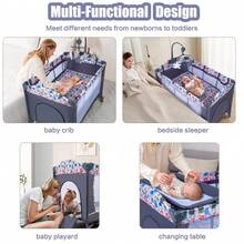 4-In-1 Baby Bassinet Bedside Sleeper With Diaper Changer,Pack And Play ,Foldable Travel Crib Storage Bag & Music Box,Portable Baby Crib Bedding Set,Baby Essentials,Travel-Friendly, Convenient Baby Bed For Newborn To Toddlers - Animal Kingdom - View 5