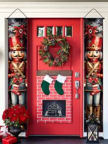 1 Set di Grandi Striscioni Natalizi per Porta da 180 cm con Stampe a Quadri e Festive, Cartelli Appesi per Portico per Decorazioni Natalizie Interne ed Esterne per Ingresso Invernale