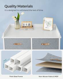 SONGMICS Kids Dresser With 6 Drawers, Boys Girls Dresser, With Water-Resistant Tabletop, Storage Organizer Cabinet, For Bedroom Hallway - Grey - View 4
