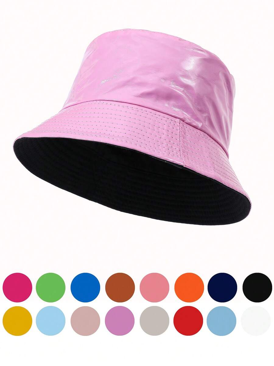 1 pieza Sombrero de cubo de unicolor para mujer, gorra para senderismo con protección UV, ajustable, accesorio de moda para viajes diarios, playa, festivales - sombrero de cubo - Ver 1